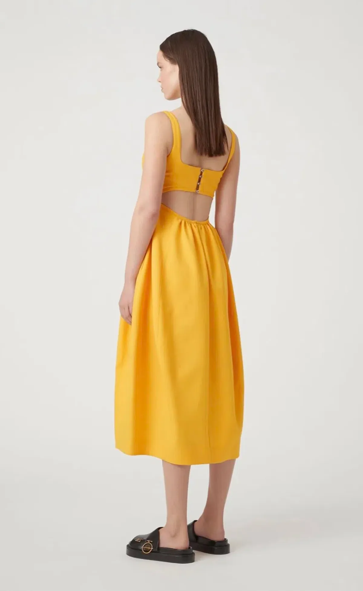 Camilla and Marc Callie Open Back Midi Dress Yellow Size 6 - Image 2