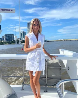 Aje Syros Denim Vest Dress White Size 8 for rent on The Volte - image 4