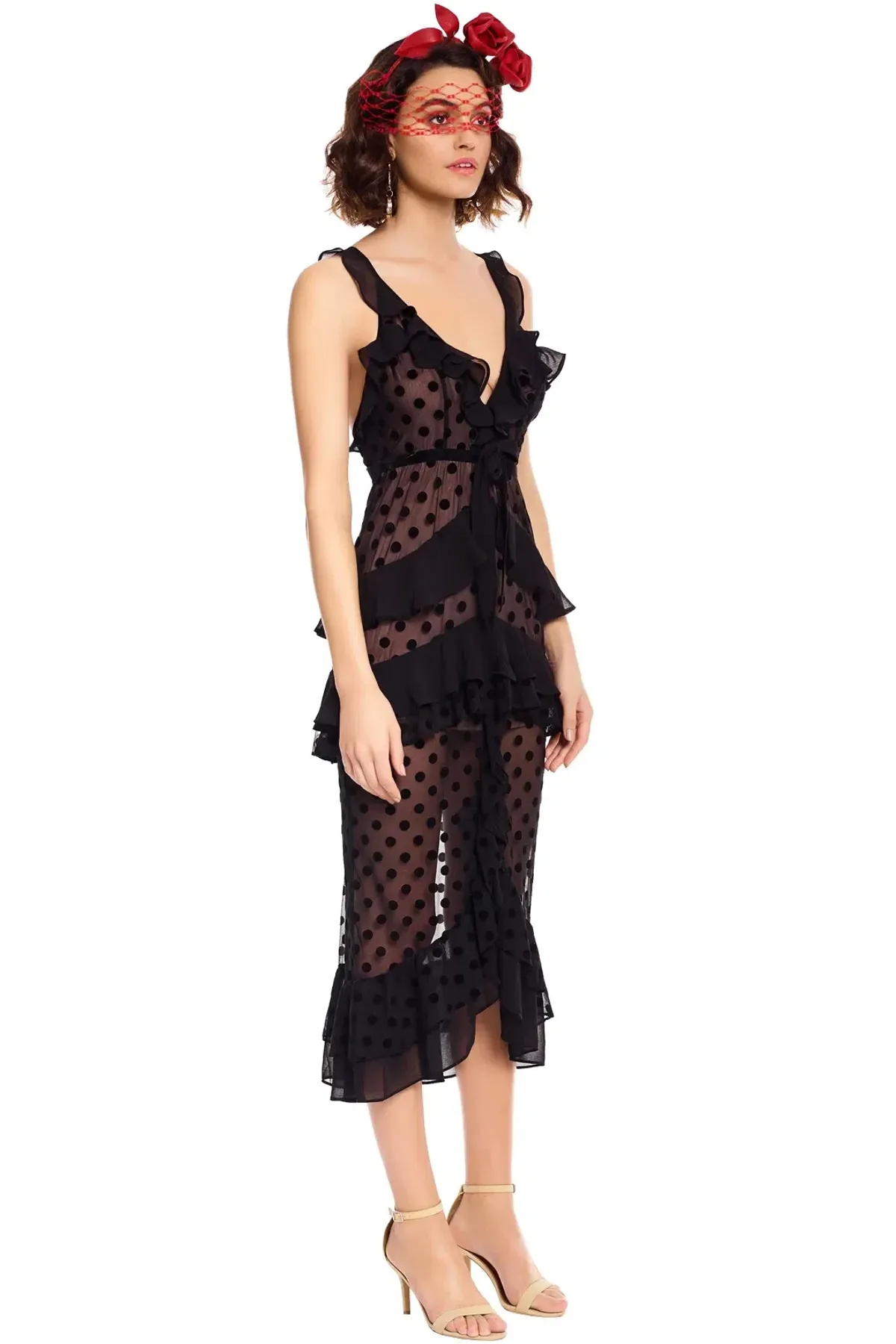 For Love and Lemons Black Polka Dot Dress Black Size M - Image 3