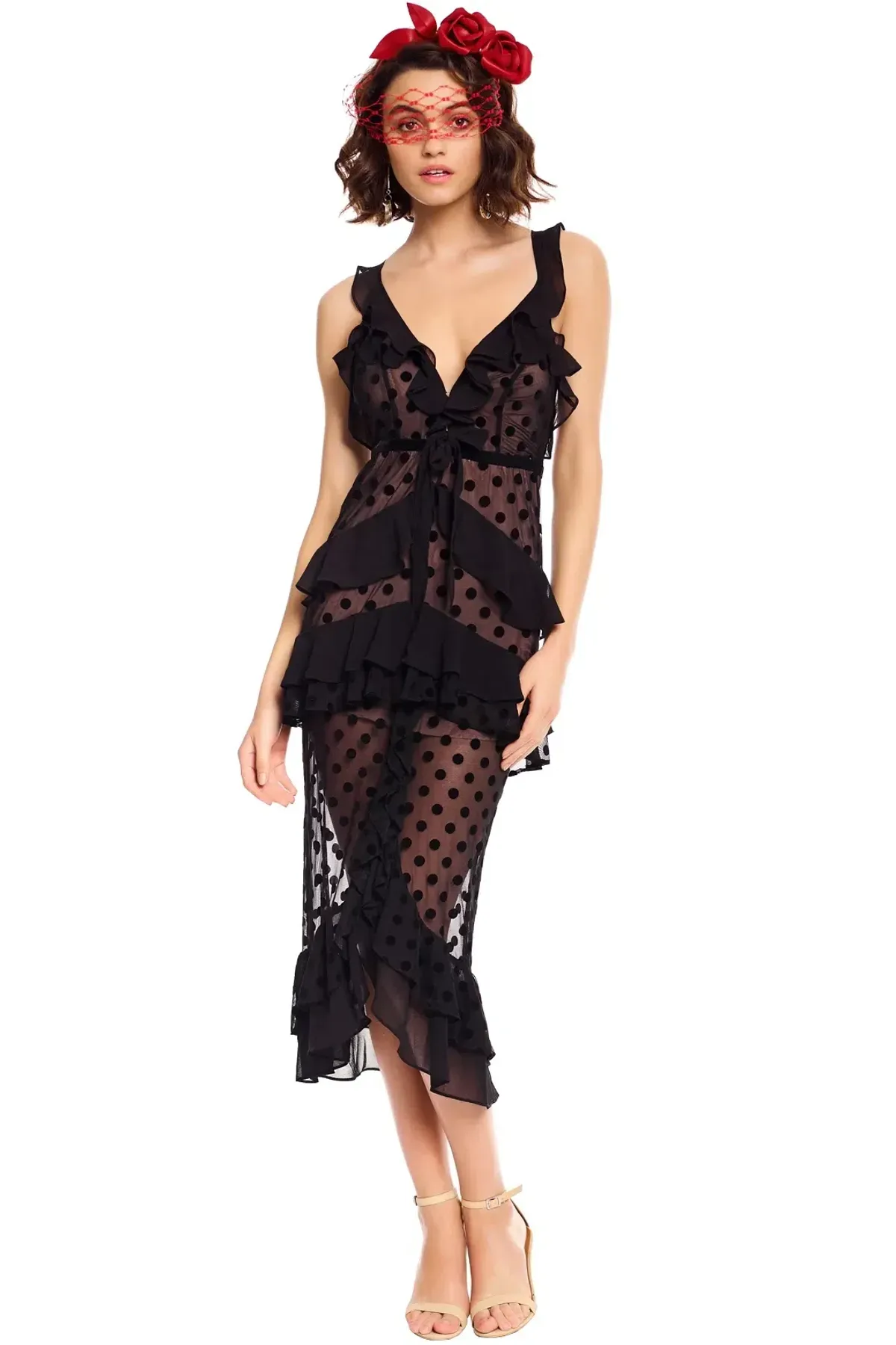 For Love and Lemons Black Polka Dot Dress Black Size M - Image 1
