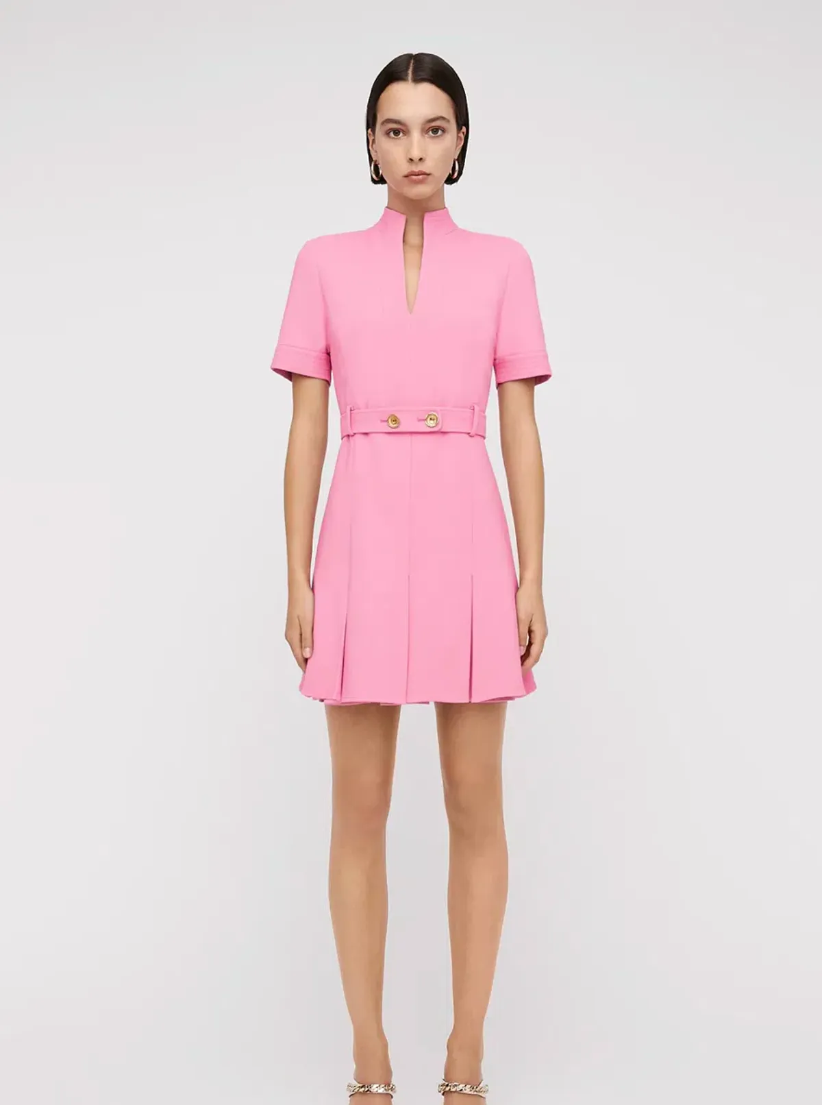 Scanlan Theodore Tailored Pleat Dress Pink Size 6 - Image 1