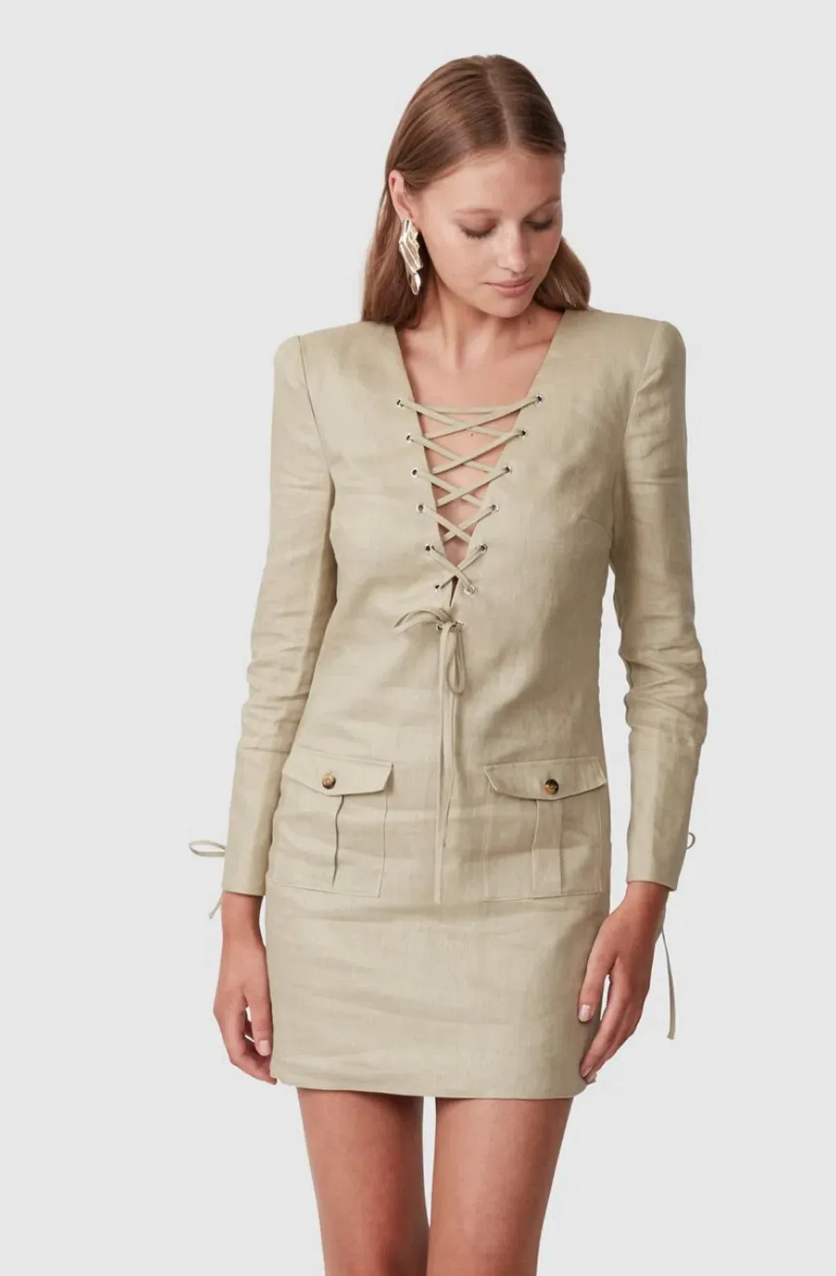 Torannce Expedition Shirt Dress Khaki Size 6 - Image 3