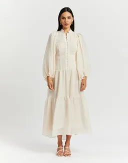 Shona Joy Charlotte High Neck Midi Dress Ecru Cream Size 14 for rent on The Volte - image 2