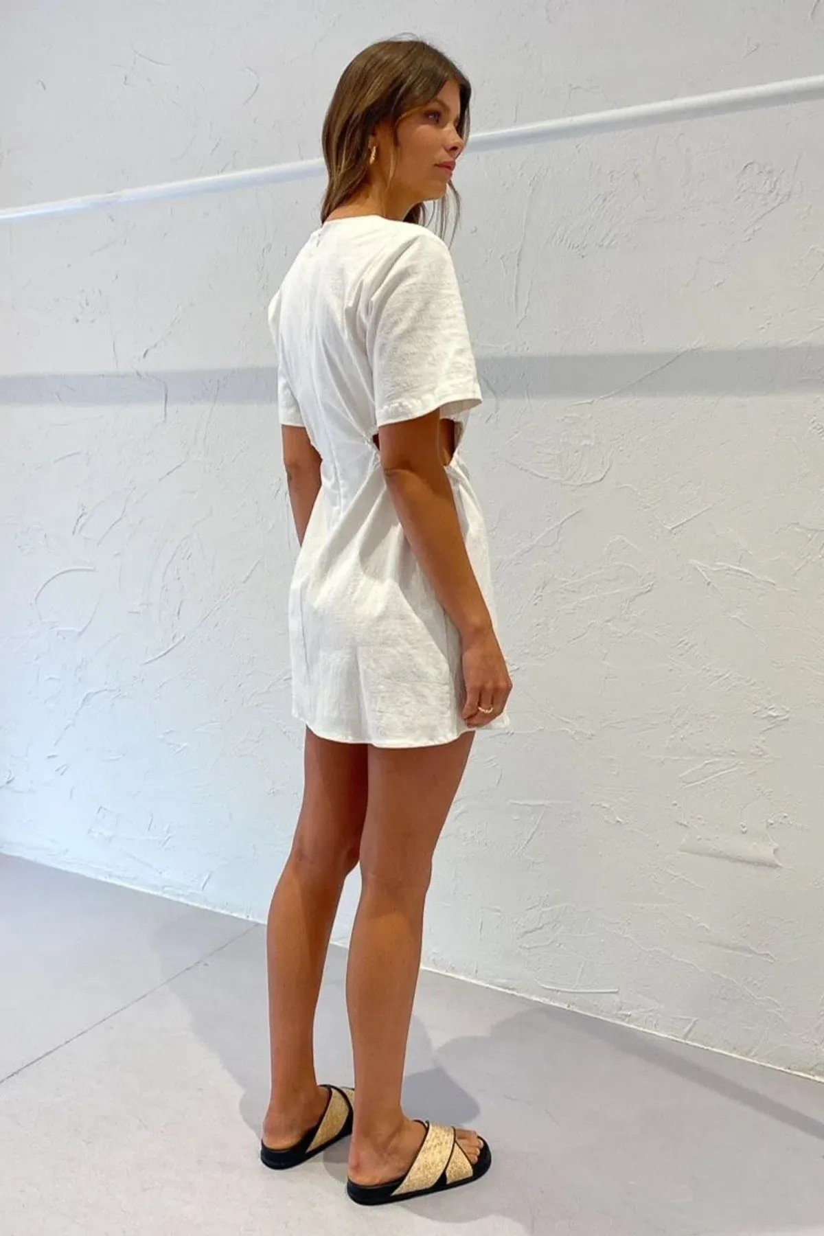 Third Form Pressed Flowers Draw Side Tee Dress White Size 12 - Image 1