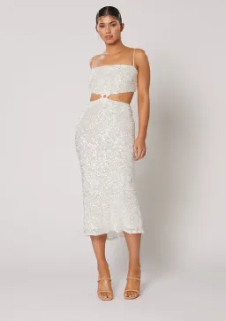 Winona Asha Ring Dress White Sequin Size 10 for rent on The Volte - image 1