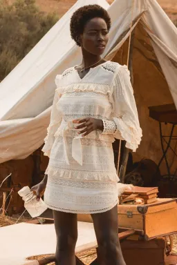 Spell Suki Mini Party Dress Cream Size M for rent on The Volte - image 4