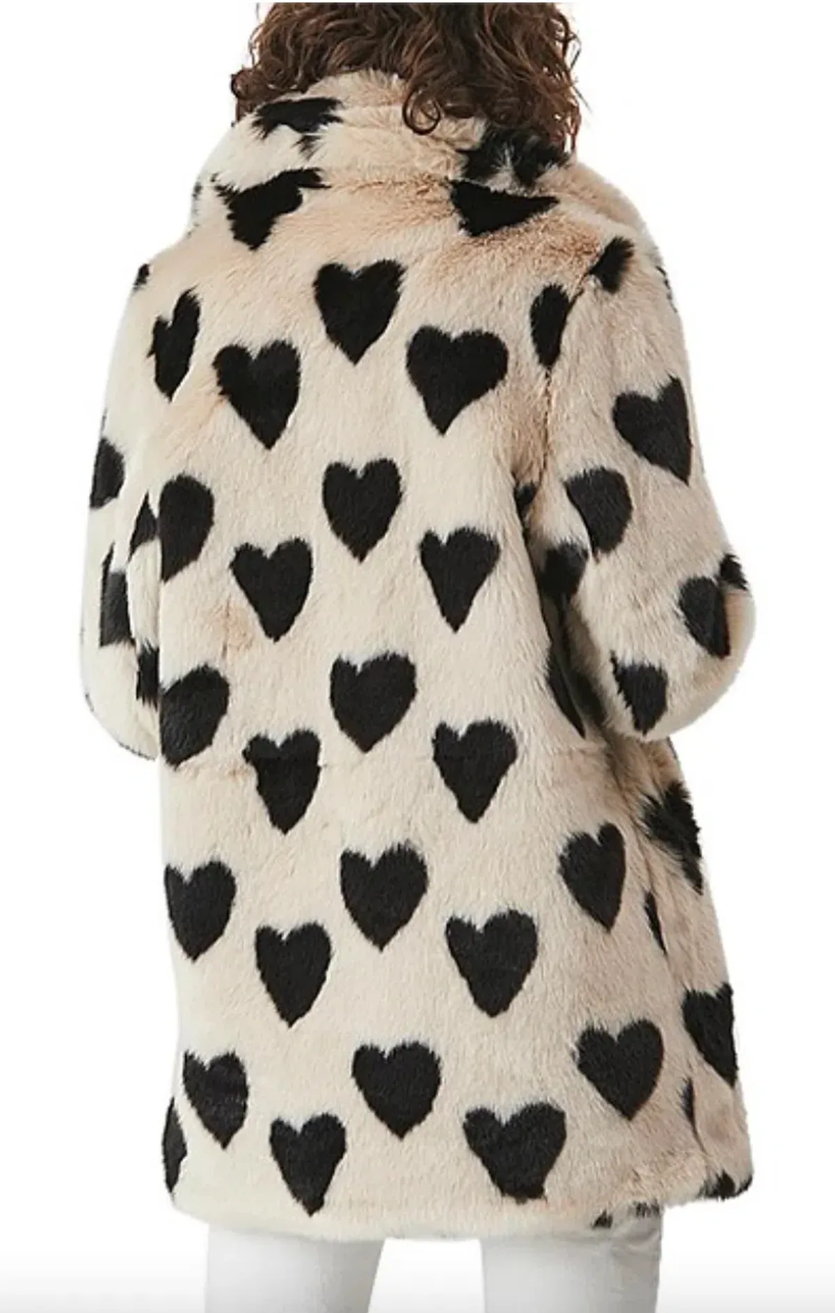 Ena Pelly Minimalist Faux Fur Jacket Love Hearts Size 8 - Image 2