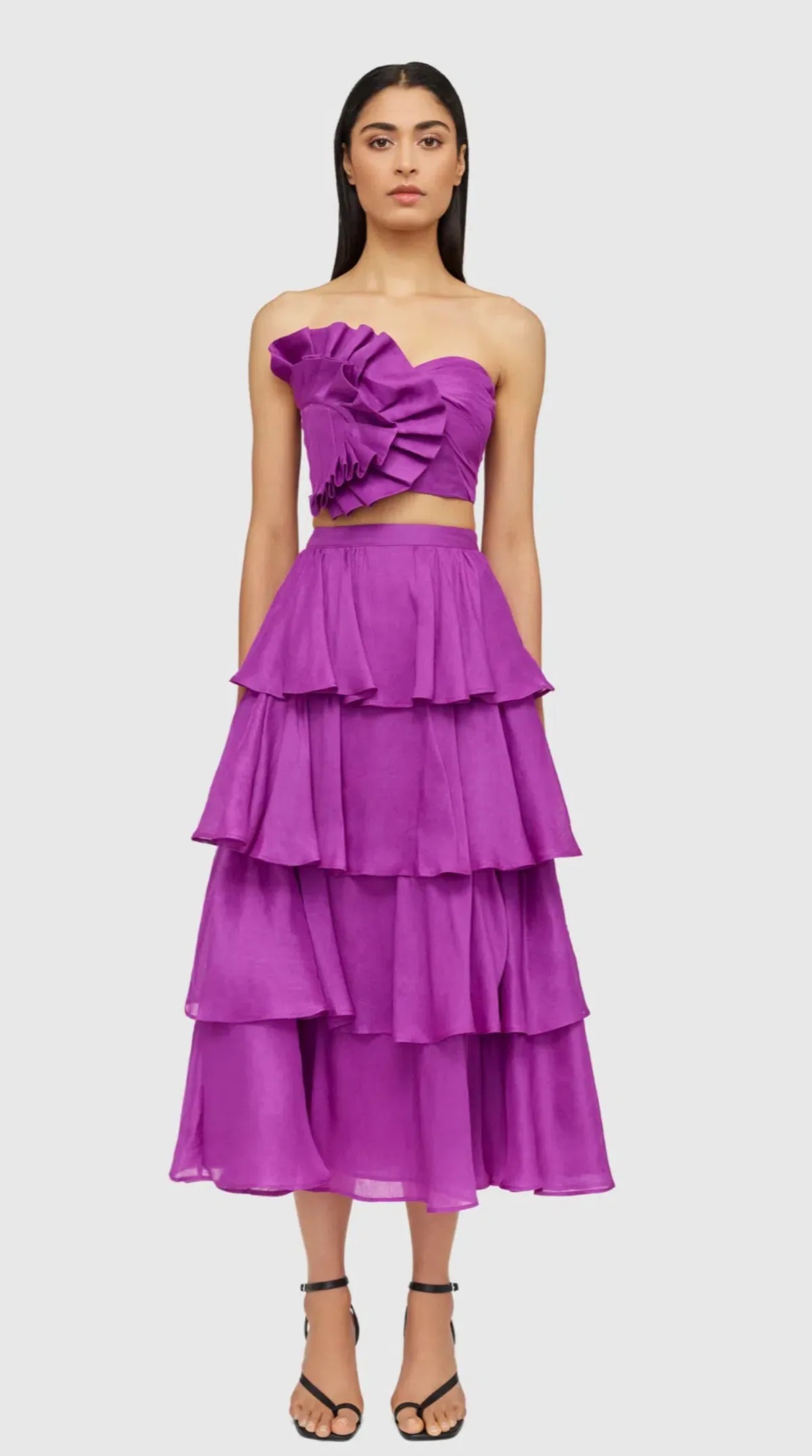 Leo and Lin Violet Wrap Bustier & Tiered Skirt Set Size 8 - Image 2