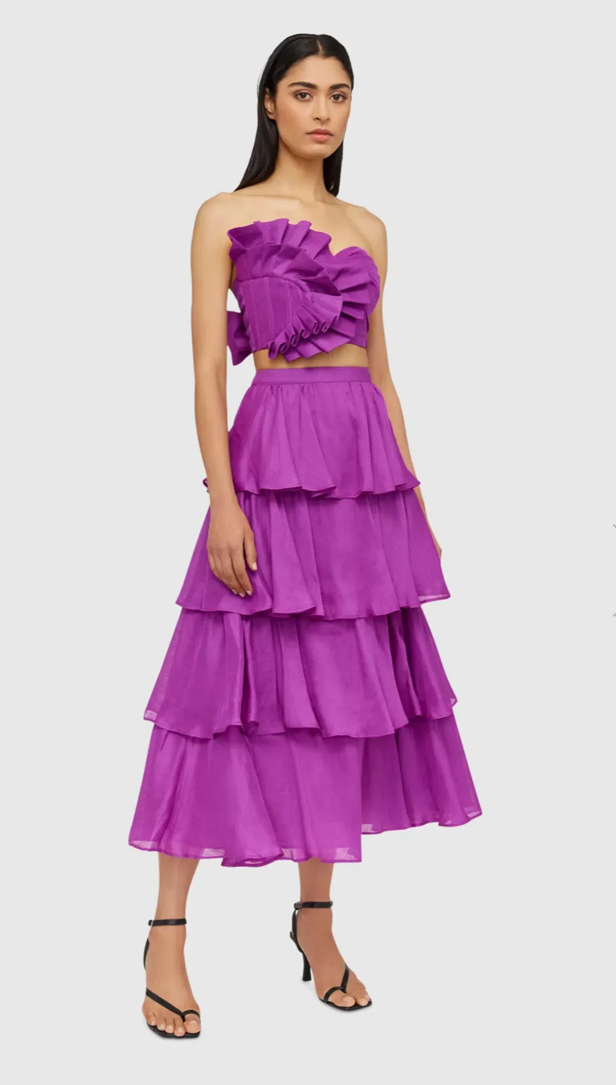 Leo and Lin Violet Wrap Bustier & Tiered Skirt Set Size 8 - Image 1
