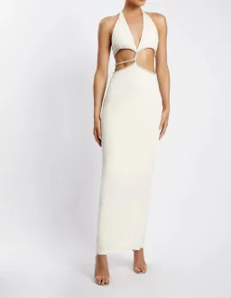Meshki Nicha Diamante Cut Out Midi Dress White Size XS for rent on The Volte - image 1