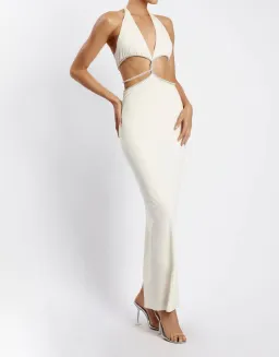 Meshki Nicha Diamante Cut Out Midi Dress White Size XS for rent on The Volte - image 4