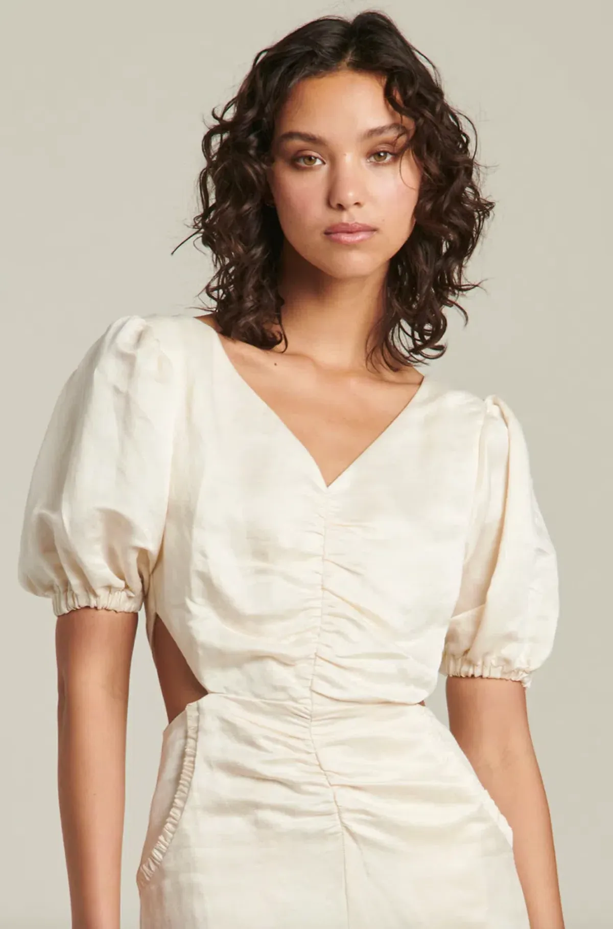 Ginia Indienne Silk Linen Midi Dress White Size 10 - Image 4