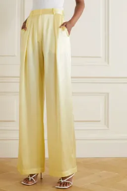 Michael Lo Sordo Relaxed Silk Boy Pants Pale Yellow Size AU 4 for rent on The Volte - image 2