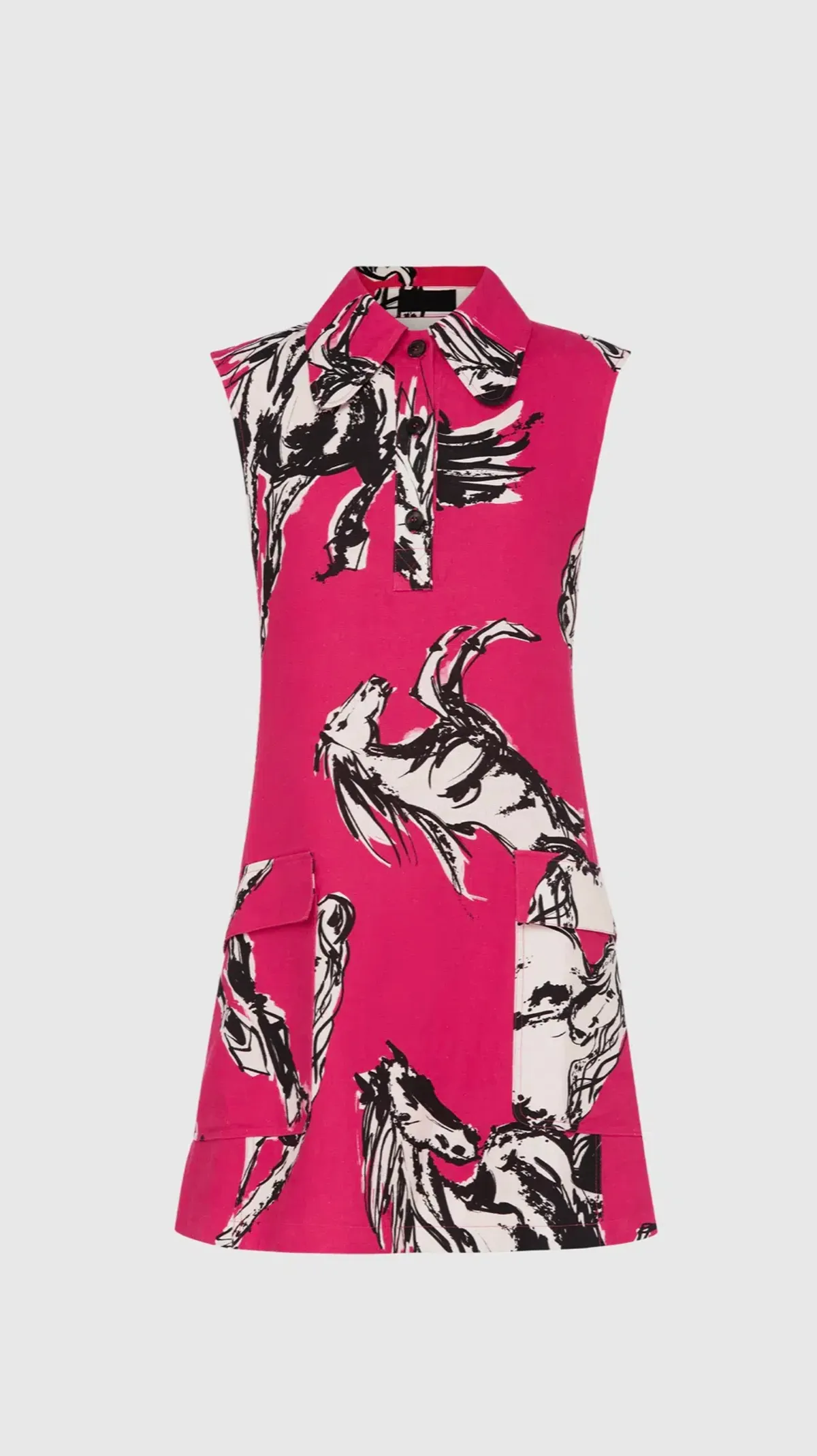 Leo Lin Wild Horses Mini Dress Pink Size 10  - Image 4