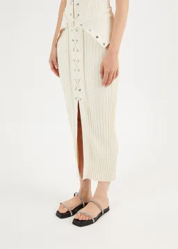 Dion Lee Lace Up Eyelet Skirt and Top Set Beige Size 6 for rent on The Volte - image 3