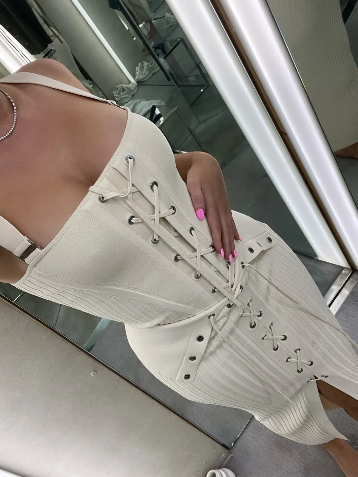 Dion Lee Lace Up Eyelet Skirt and Top Set Beige Size 6 - Image 7