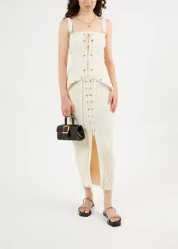 Dion Lee Lace Up Eyelet Skirt and Top Set Beige Size 6 for rent on The Volte - image 1