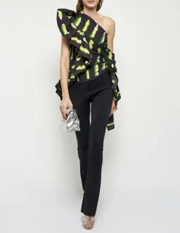 Dries Van Noten Voluminous One Shoulder Top Print Size 10 for rent on The Volte - image 1