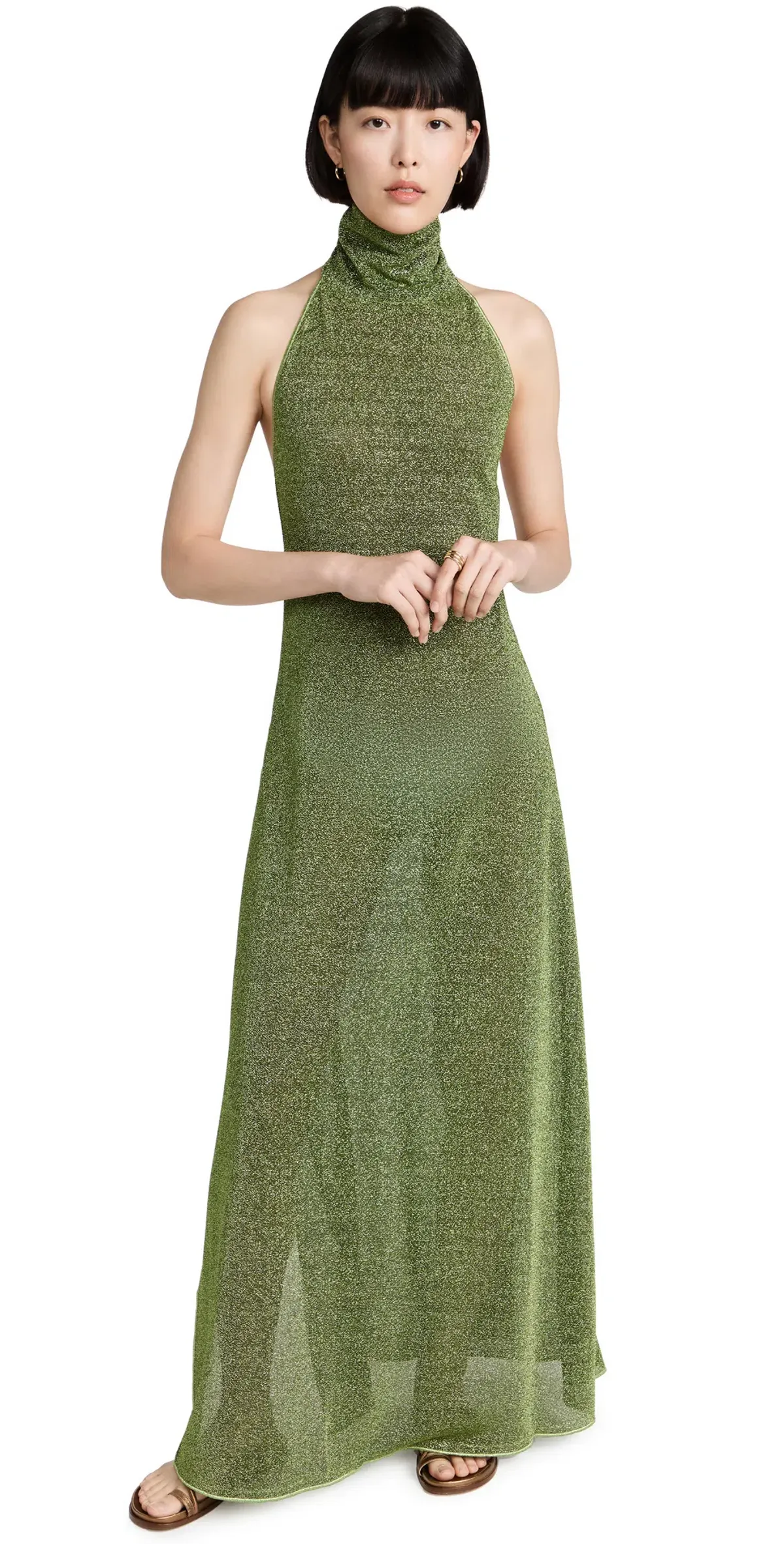 Oseree Lumiere Turtleneck Dress Green Size S - Image 1