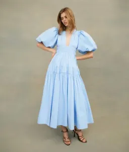 Aje Fallingwater Gathered Midi Dress Blue Size 10  for rent on The Volte - image 3