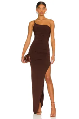 Nookie Aria One Shoulder Gown Brown Size M for rent on The Volte - image 4