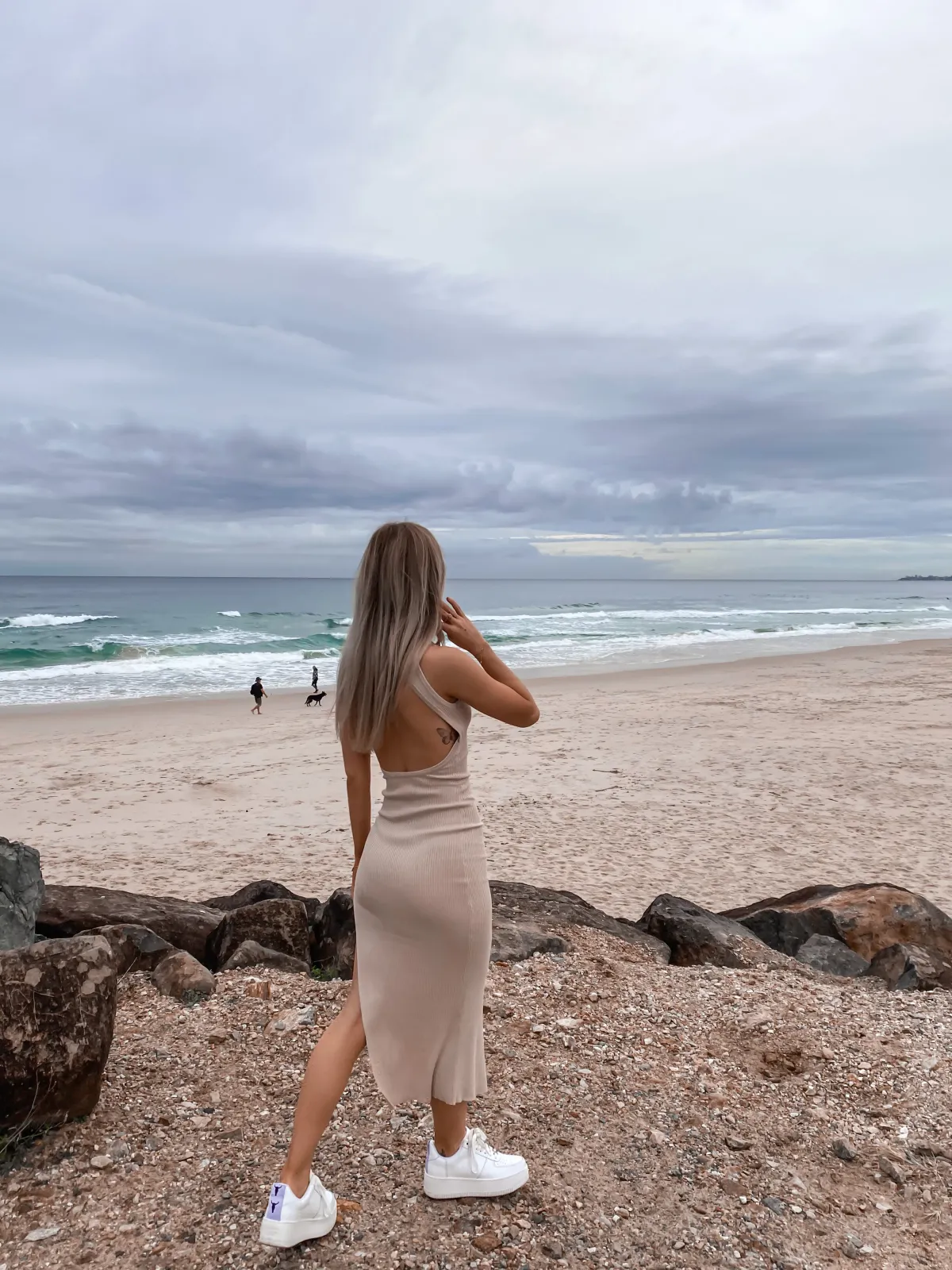 Perfect Stranger No Love Knit Midi Dress Nude Size 6 - Image 2