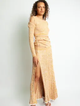 Christopher Esber Deconstruct L/S Dress Dune Marle Yellow Size 6 for rent on The Volte - image 1