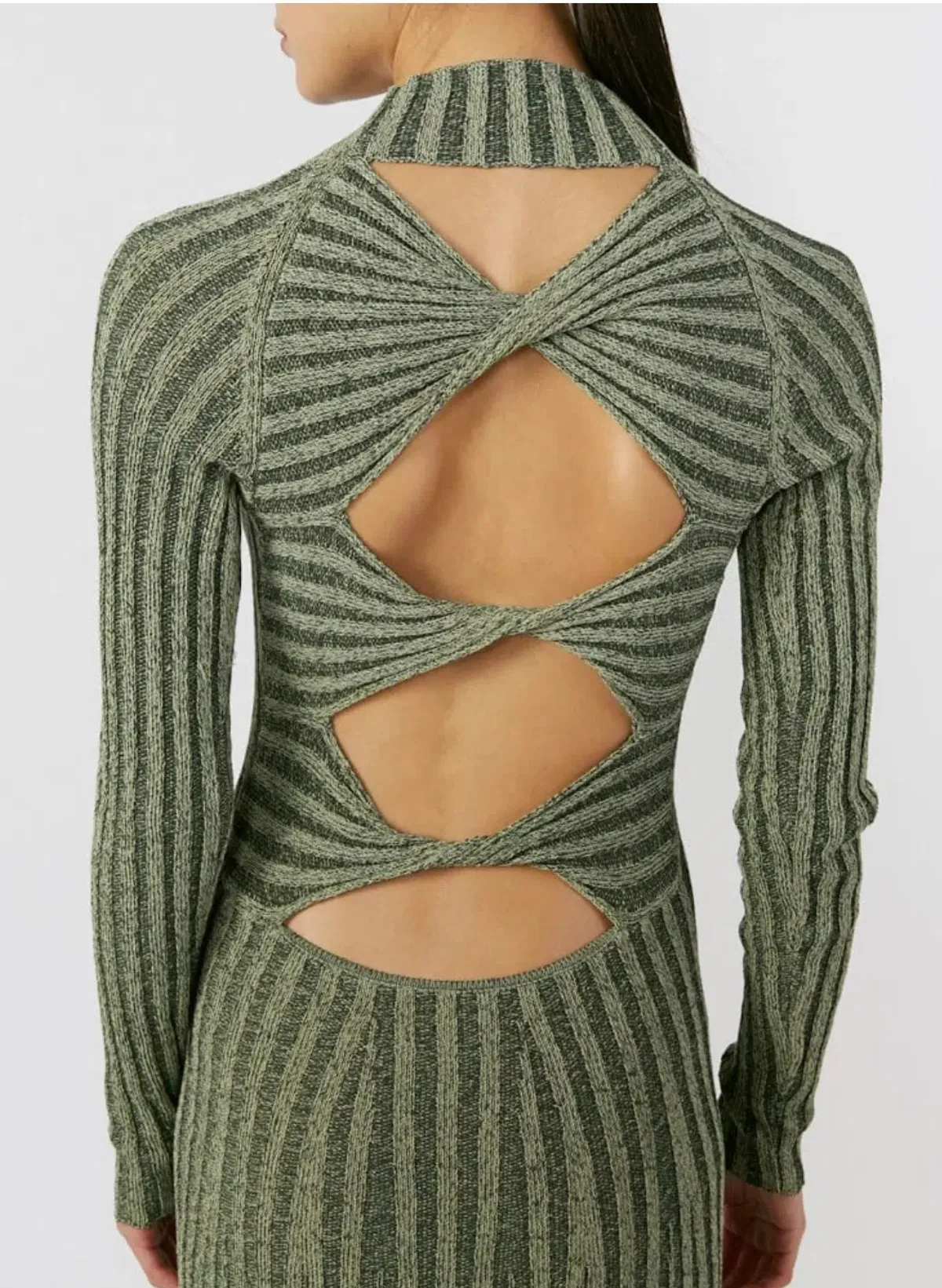 Dion Lee Twist Back Rib Knit Dress Green Size 8 - Image 2