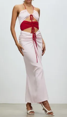 Christopher Esber Multi Panel Disconnect Ruched Halter Dress Pink SIze 10 for rent on The Volte - image 2