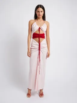 Christopher Esber Multi Panel Disconnect Ruched Halter Dress Pink SIze 10 for rent on The Volte - image 1