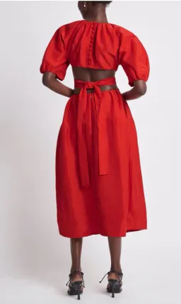 Aje Mimosa Cut Out Midi Dress Red Size 8 for rent on The Volte - image 3
