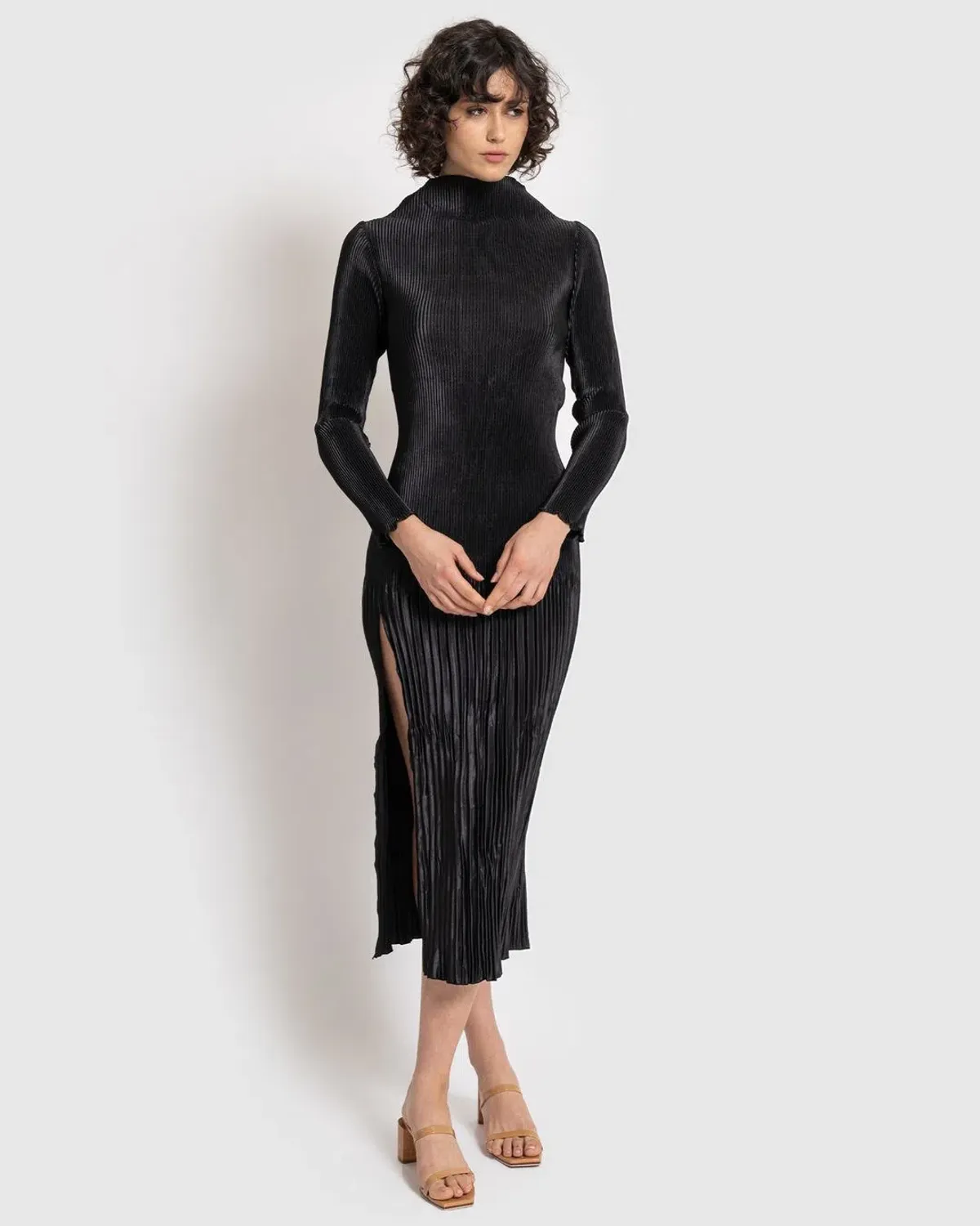 L’Idee Soirée Pleated Backless Long Sleeve Dress Black Size 8  - Image 3