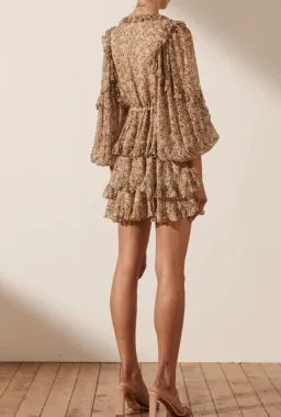 Shona Joy Ambar Balloon Sleeve Frill Mini Dress Print Size 12 for rent on The Volte - image 2