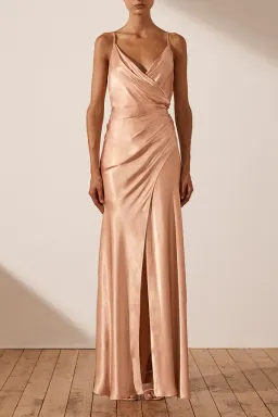 Shona Joy La Lune Cross Draped Maxi Dress Desert Rose Size 16 for rent on The Volte - image 1