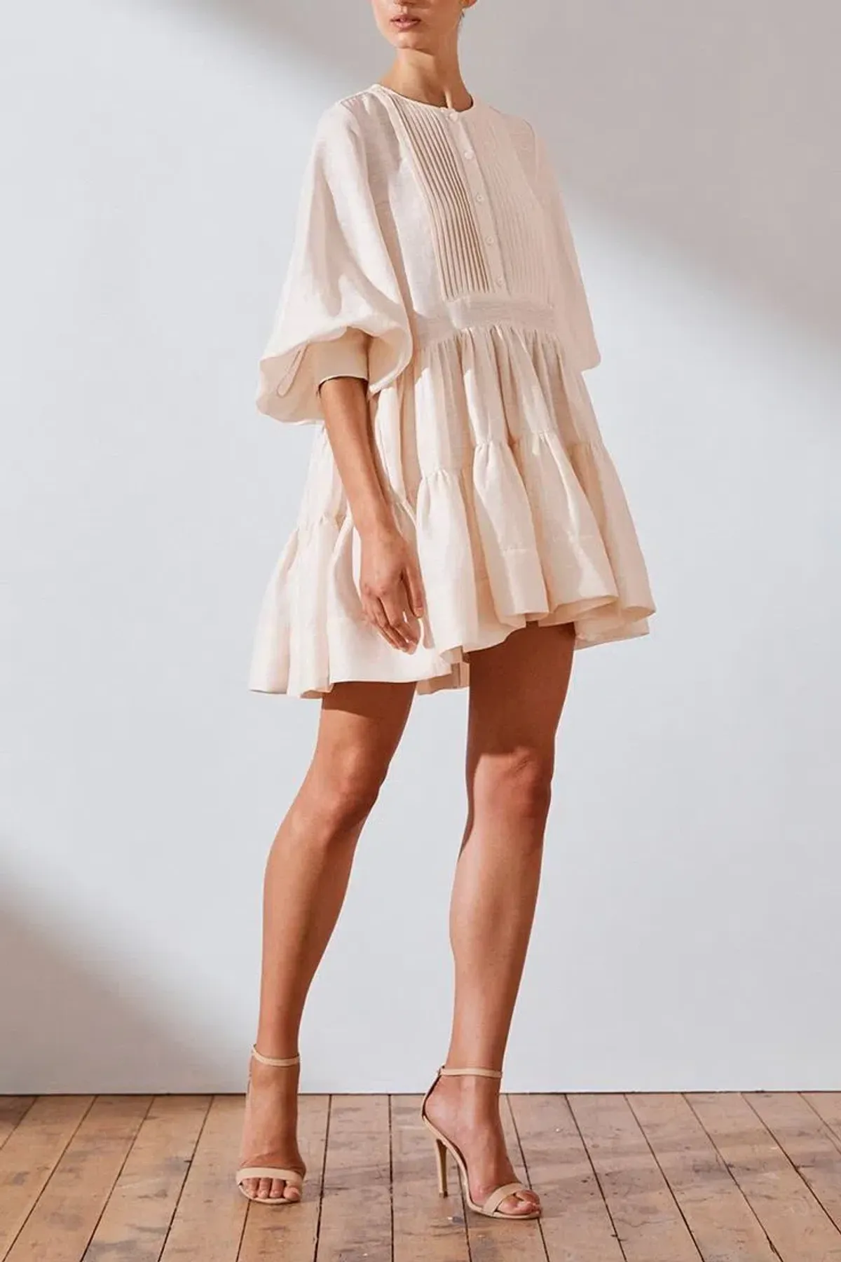 Shona Joy Soveye Tuxedo Shirt Dress Ecru Cream Size 8 - Image 4