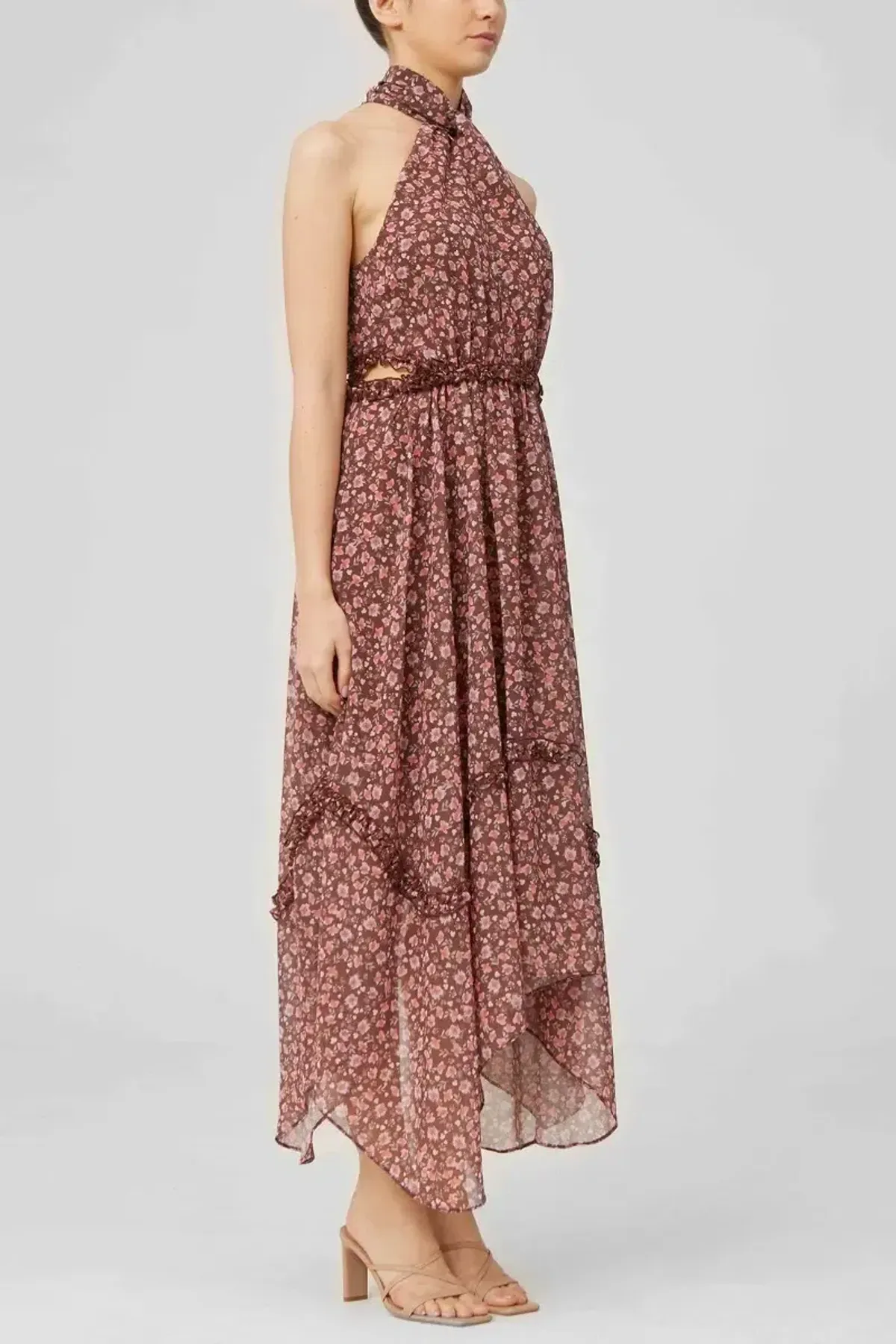 Keepsake Illustrate Midi Dress Chocolate Ditsy Floral Print Size 12 - Image 2