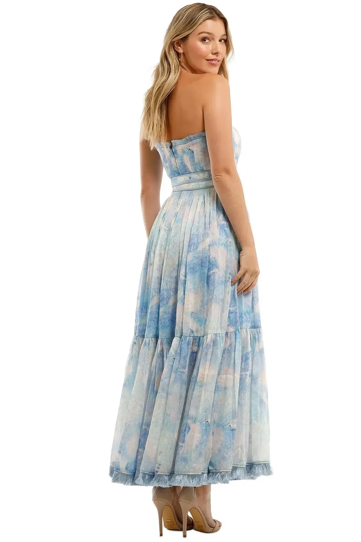 Leo and Lin Oceania Silk Linen Strapless Dress Print Size 10 - Image 2