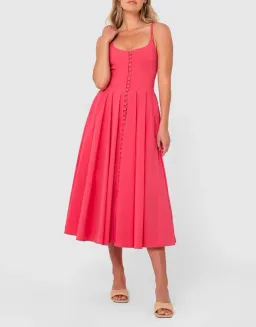 By Johnny Party Button Midi Dress Pink Size 10  for rent on The Volte - image 1