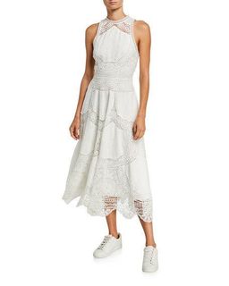 Zimmermann Bonita Crochet Embroidered Midi Dress Ivory Size 0 / AU 8 for rent on The Volte - image 1