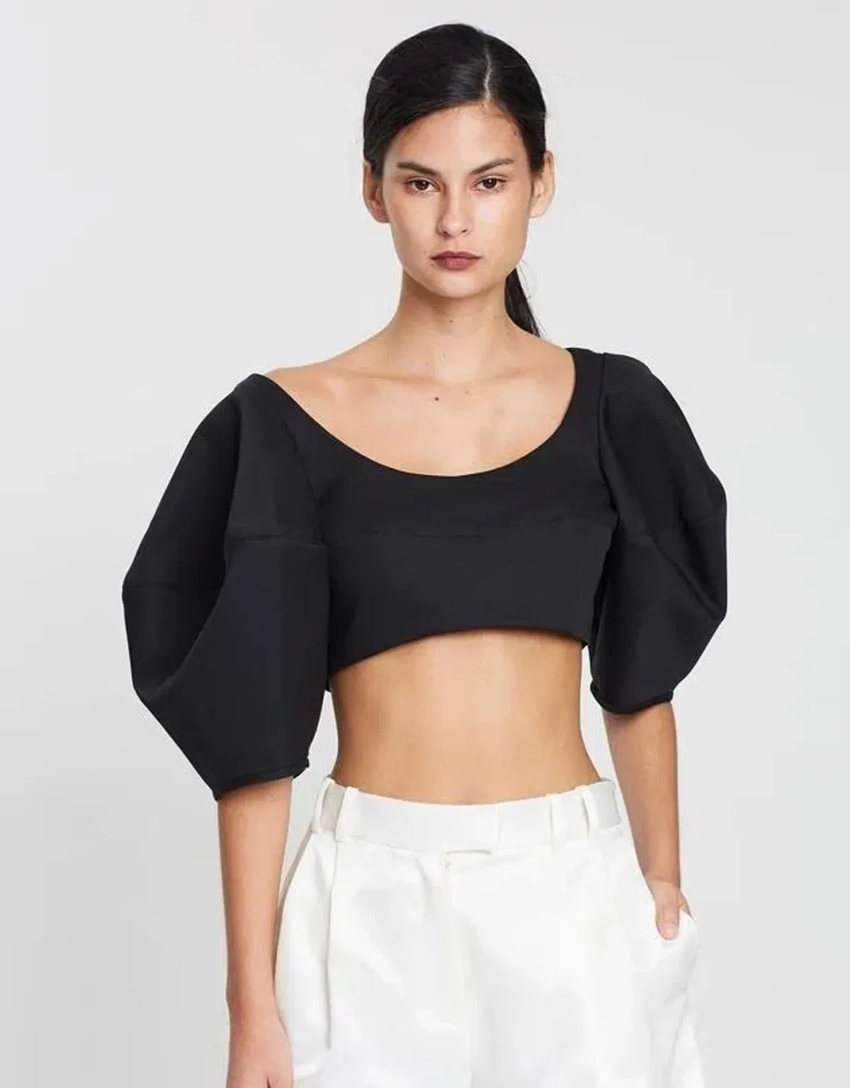 Ellery Neatly Labeled Bubble Crop Top Black Size 8 - Image 1