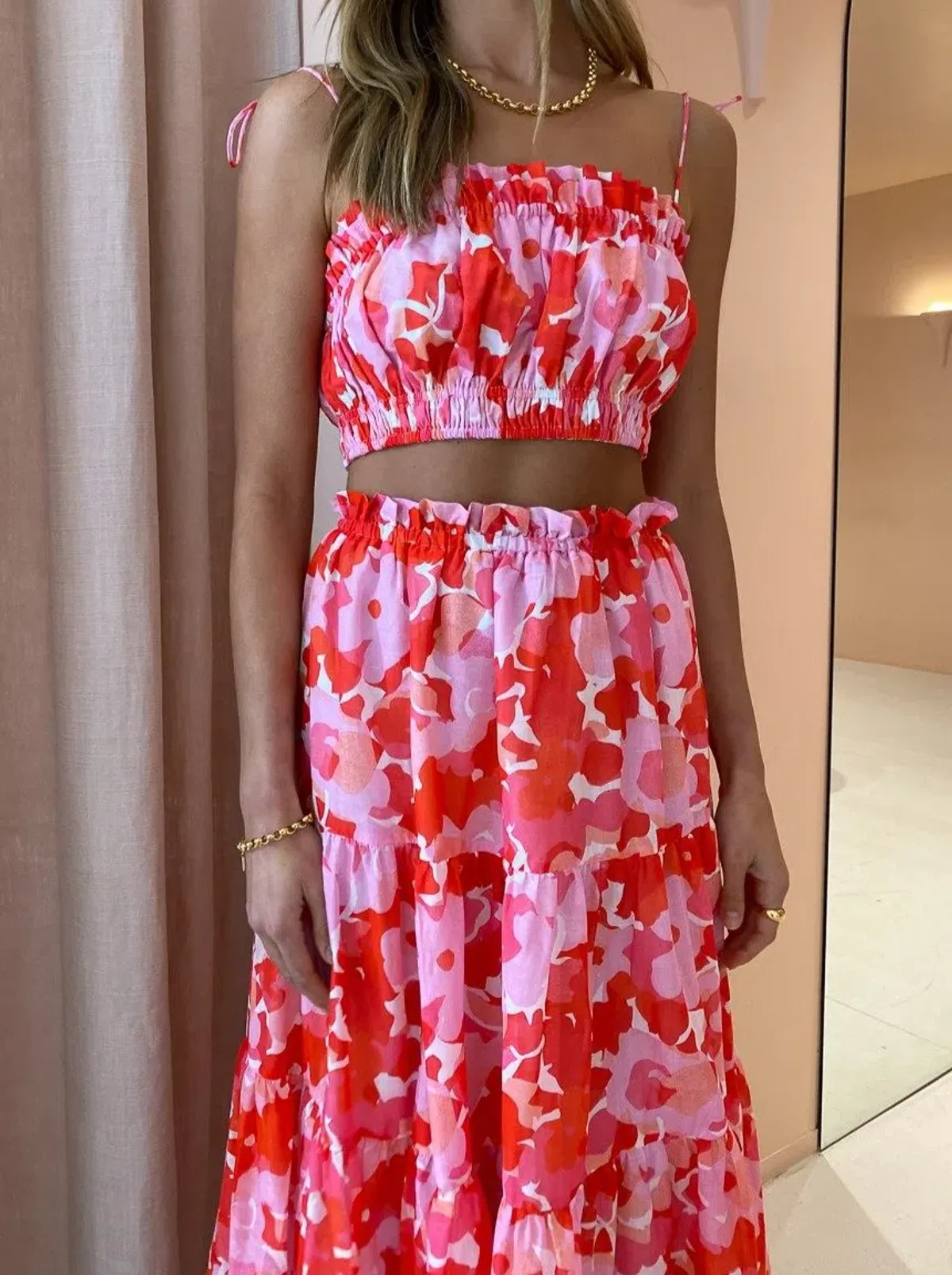 Steele Layla Crop And Flora Skirt Set In Camellia Print Size S - Image 2