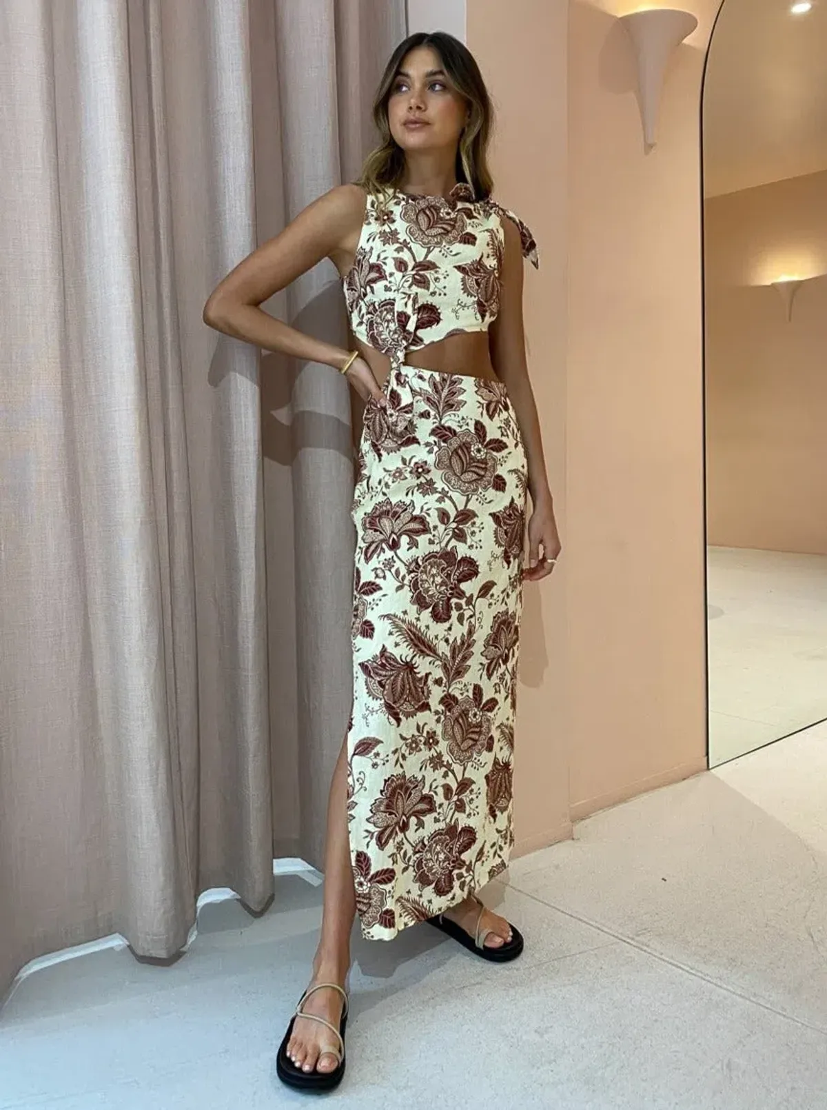 Sir the Label Rei Knot Dress Print Size 1 - Image 1