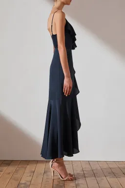 Shona Joy Luxe Bias Asymmetrical Slip Dress Navy Size 6 for rent on The Volte - image 2