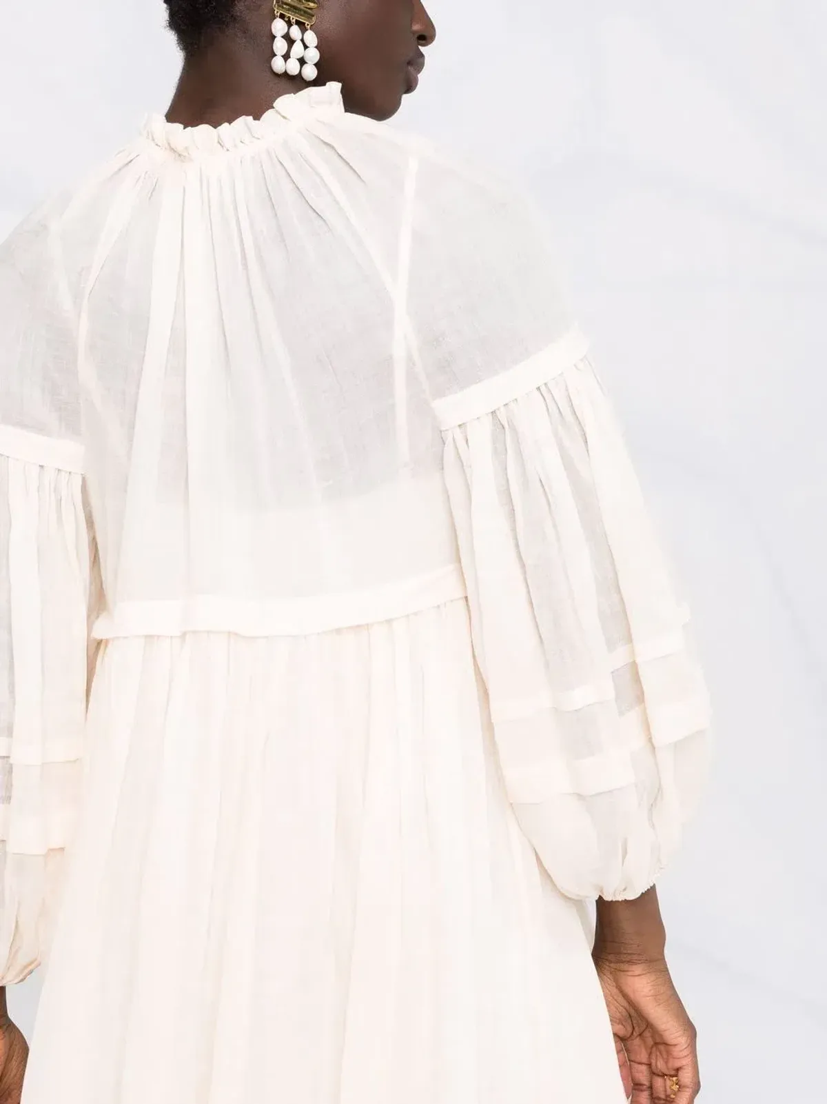 Zimmermann Moonshine Tuck Midi Dress Cream Size 1 / AU 10 - Image 3