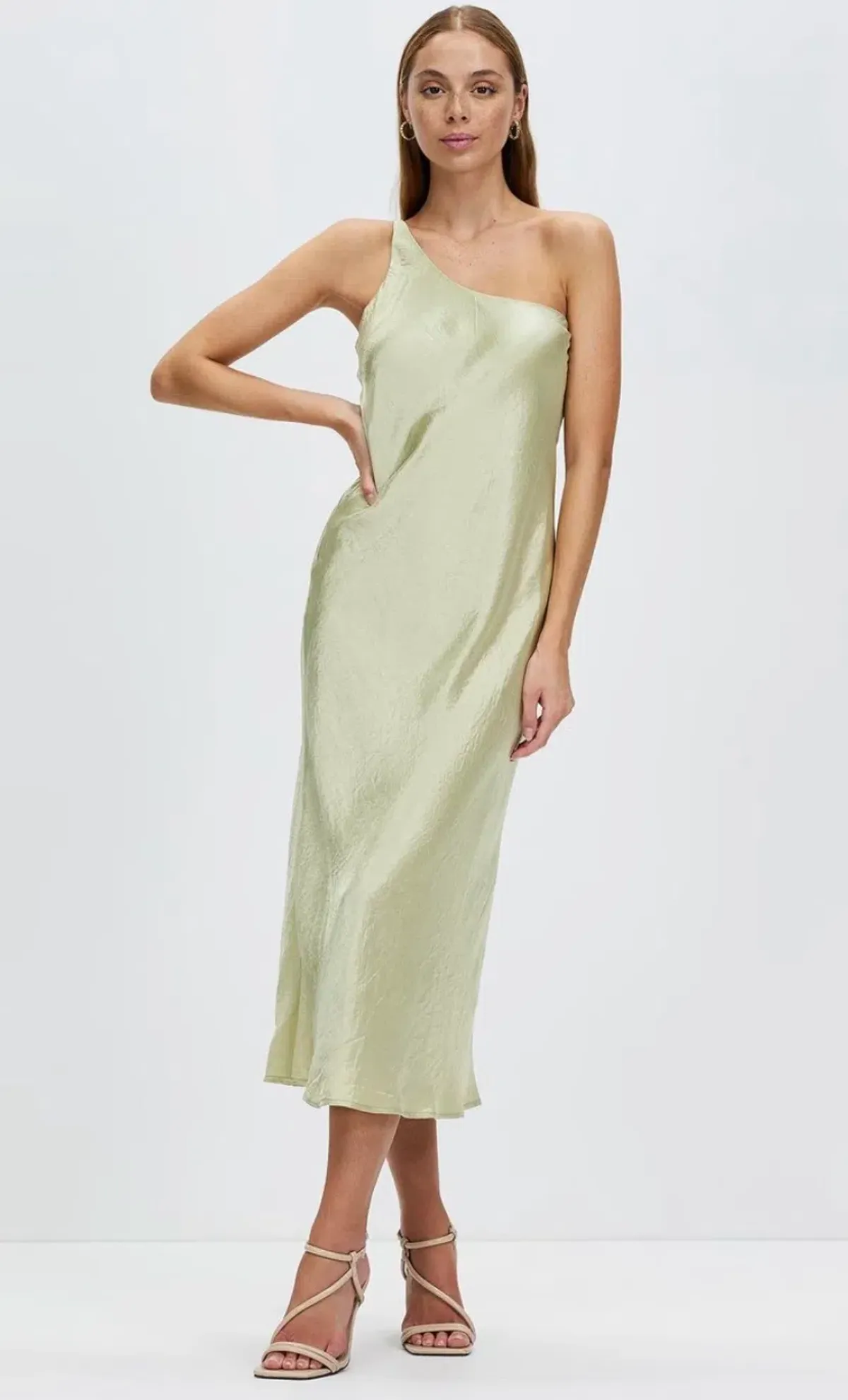 Third Form Crush Bias One Shoulder Midi Dress Apple Green Size 8 - Image 1