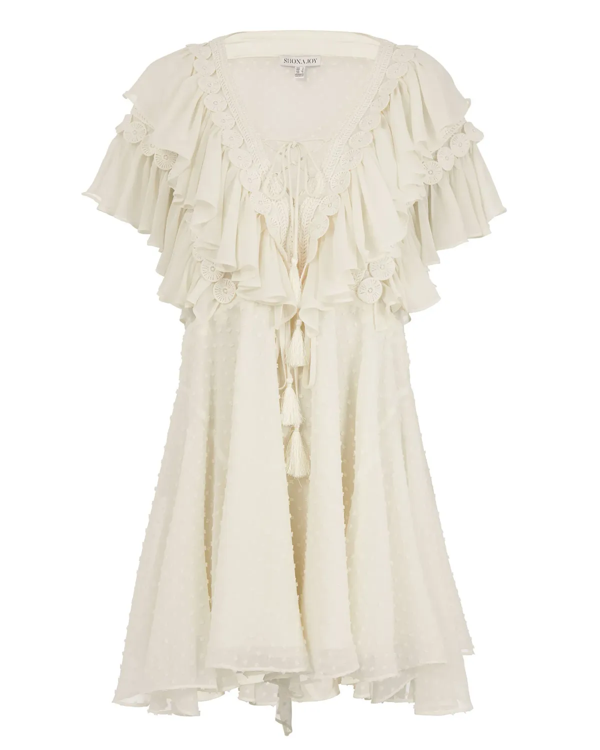 Shona Joy Stella Ruffle Dress Cream Size 10 - Image 4