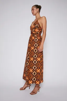 Scanlan Theodore Tile Print Cotton Dress Caramel Size 8 for rent on The Volte - image 4