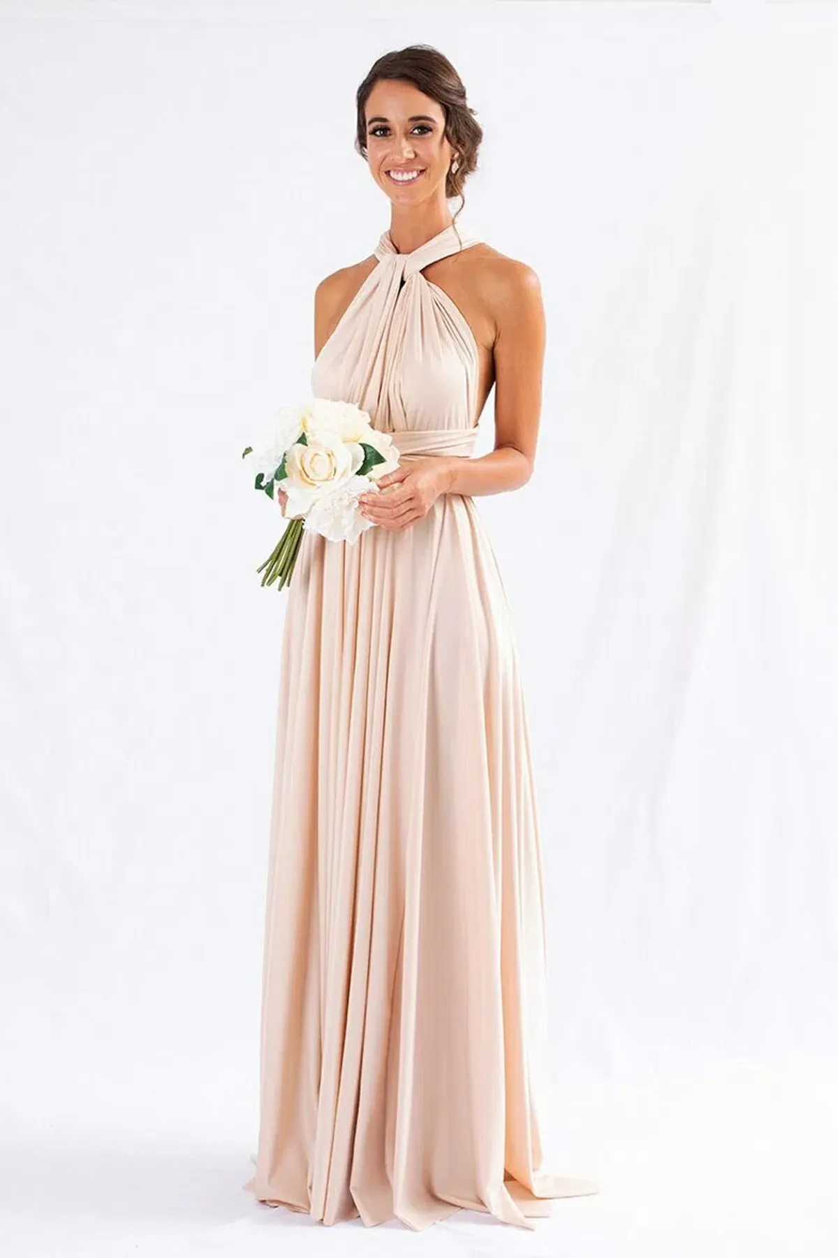 Model Chic Luxe Satin Multi-Way Infinity Dress Nude Size 10 - Image 4