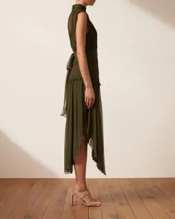 Shona Joy Safira Sleeveless Open Back Midi Dress in Olive Green Size 8 for rent on The Volte - image 2