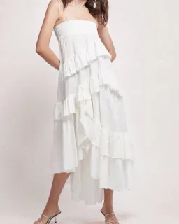 Aje Armeria Waterfall Dress White Size 10 for rent on The Volte - image 1